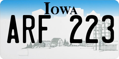 IA license plate ARF223