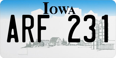 IA license plate ARF231