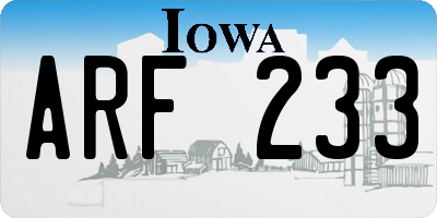 IA license plate ARF233