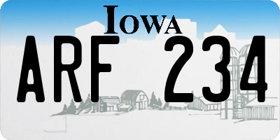 IA license plate ARF234