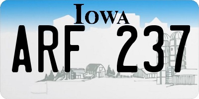 IA license plate ARF237