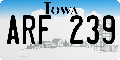 IA license plate ARF239