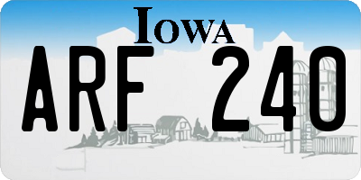 IA license plate ARF240