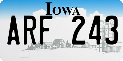 IA license plate ARF243