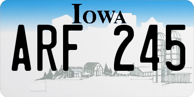 IA license plate ARF245