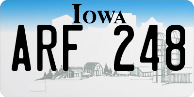 IA license plate ARF248