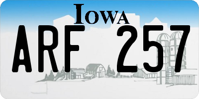 IA license plate ARF257