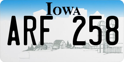 IA license plate ARF258