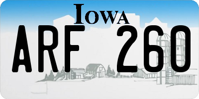 IA license plate ARF260
