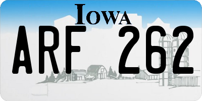 IA license plate ARF262