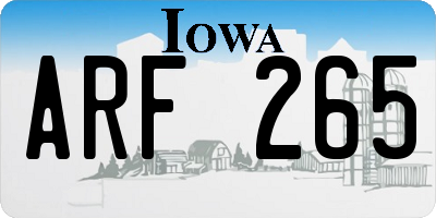 IA license plate ARF265