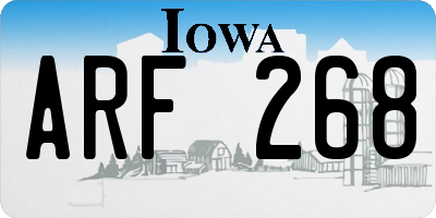 IA license plate ARF268