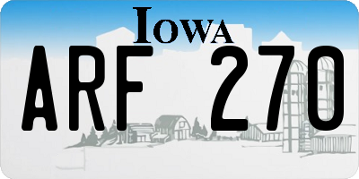 IA license plate ARF270