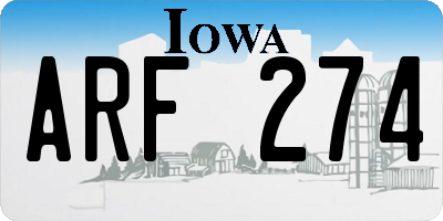 IA license plate ARF274