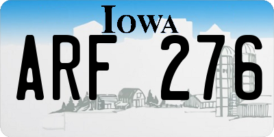 IA license plate ARF276