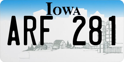 IA license plate ARF281