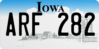 IA license plate ARF282
