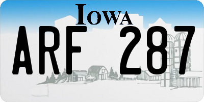 IA license plate ARF287