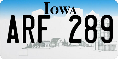 IA license plate ARF289