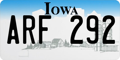 IA license plate ARF292