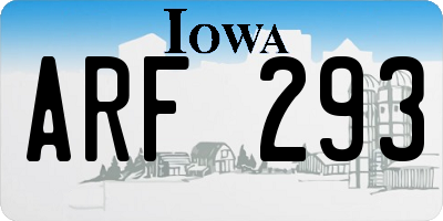 IA license plate ARF293