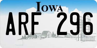 IA license plate ARF296