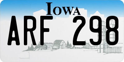 IA license plate ARF298