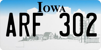 IA license plate ARF302