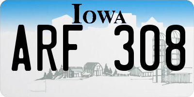 IA license plate ARF308
