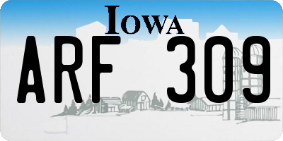 IA license plate ARF309