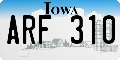 IA license plate ARF310