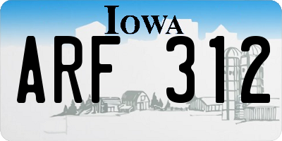 IA license plate ARF312