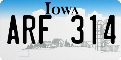 IA license plate ARF314
