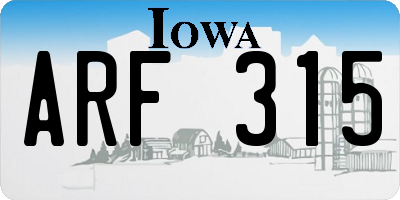 IA license plate ARF315