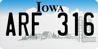 IA license plate ARF316