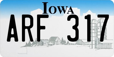IA license plate ARF317