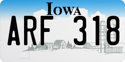 IA license plate ARF318