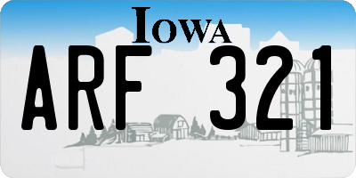 IA license plate ARF321