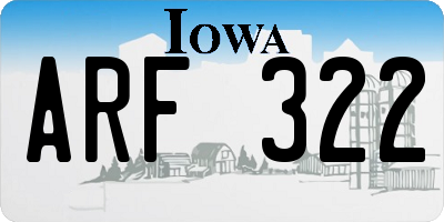 IA license plate ARF322