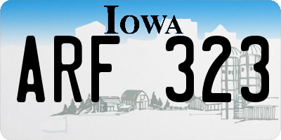 IA license plate ARF323
