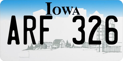 IA license plate ARF326