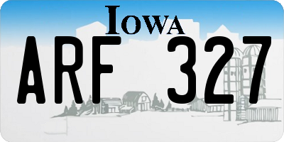IA license plate ARF327