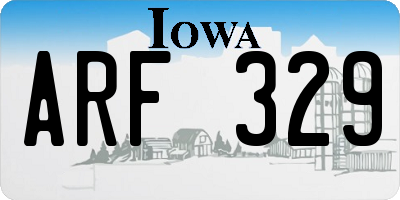 IA license plate ARF329