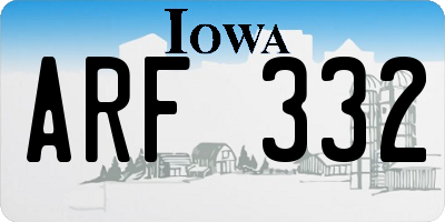 IA license plate ARF332