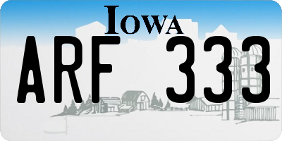 IA license plate ARF333