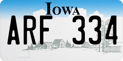 IA license plate ARF334