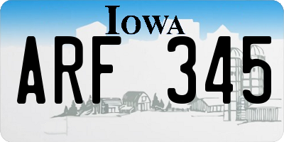IA license plate ARF345