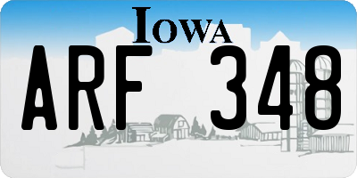 IA license plate ARF348