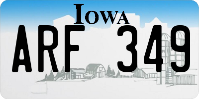 IA license plate ARF349