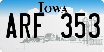 IA license plate ARF353
